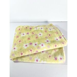 Duck Duck Goose Floral Baby Blanket Yellow Pink Flowers Plush Fleece Lovey